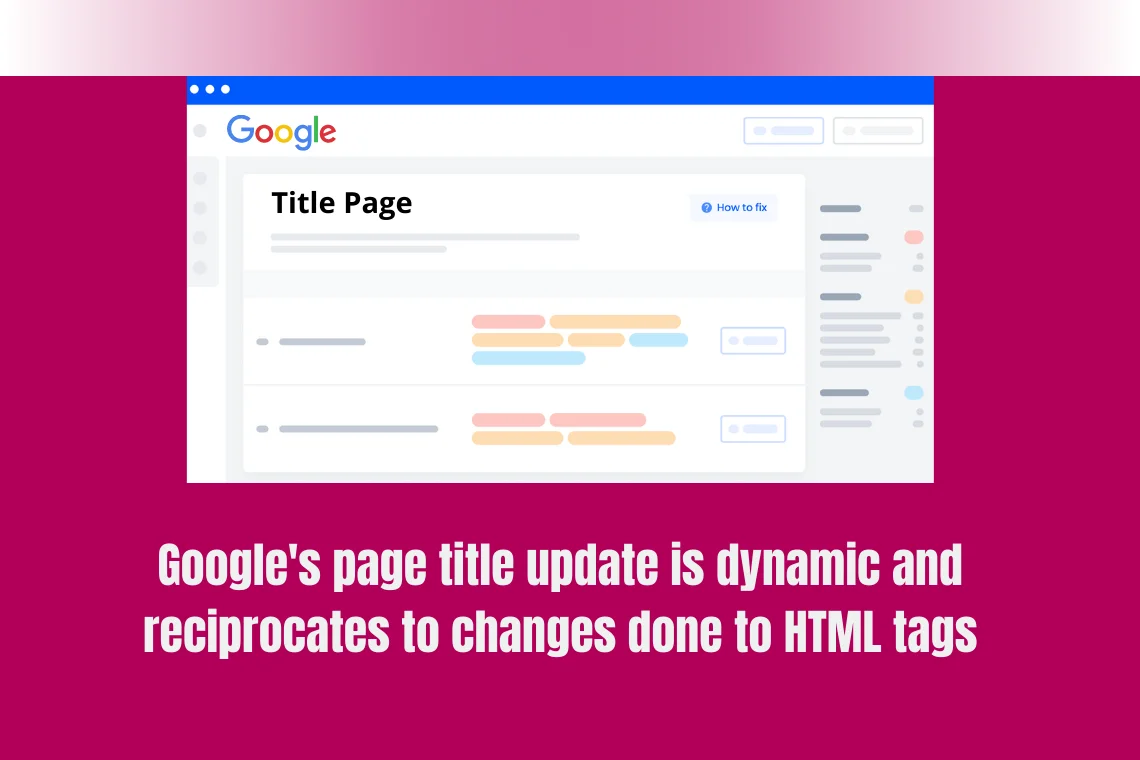 Google's page title update is dynamic and reciprocates to changes done to HTML tags