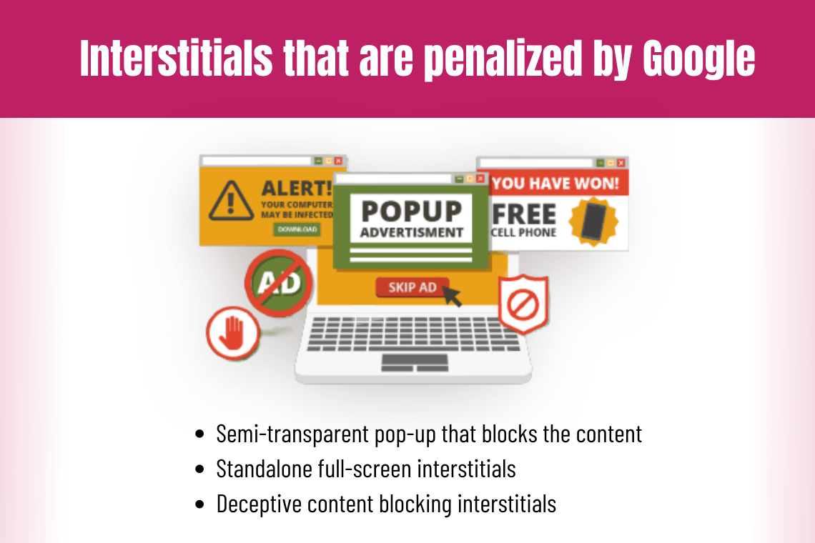 Interstitials that are penalized by google