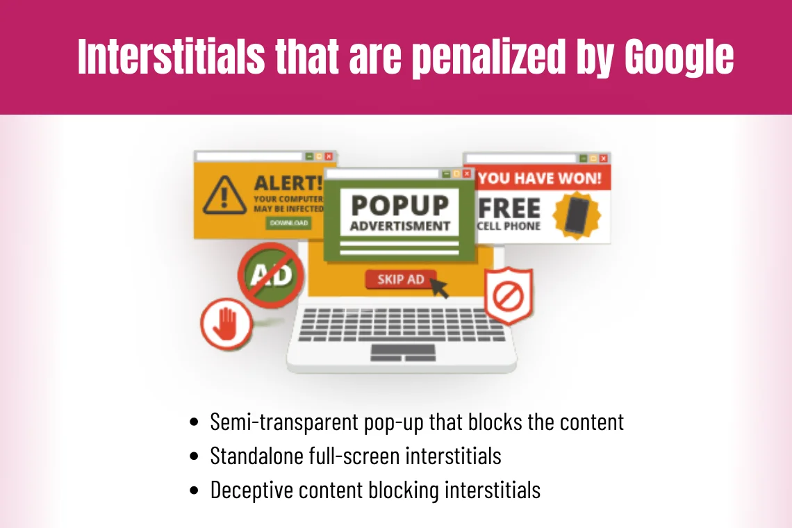 Interstitials that are penalized by google